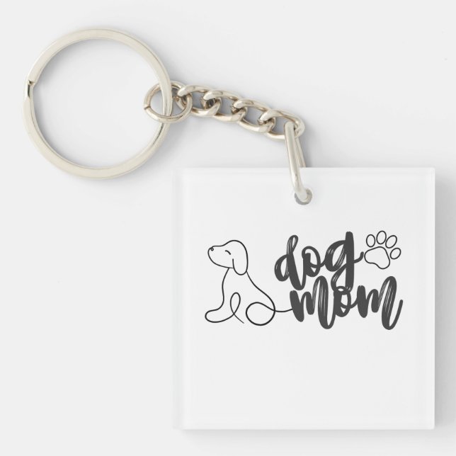 Hunde Mama Line Art Design | Minimalistischer Hund Schlüsselanhänger (Vorderseite)
