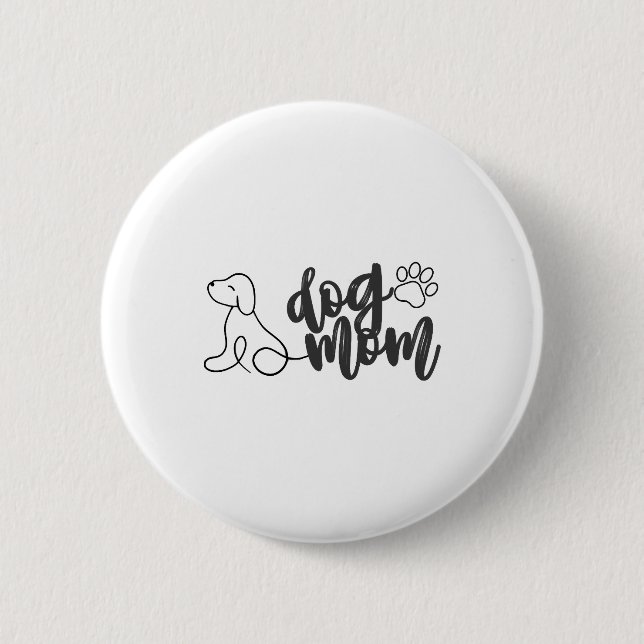Hunde Mama Linie Art Design Minimalistischer Hund  Button (Vorderseite)