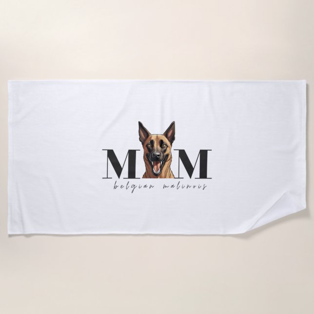 Hunde Mama MALINOIS Klassischer T - Shirt Strandtuch (Vorderseite)
