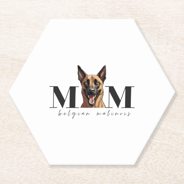 Hunde Mama MALINOIS Klassischer T - Shirt Untersetzer (Vorderseite)