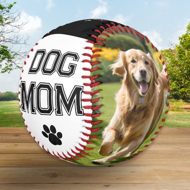 Hunde Mama Muttertag Haustiere Fotos Mit Monogramm Baseball (A stylish baseball for the Dog Mom, to personalize with two custom pet photos and a monogram)