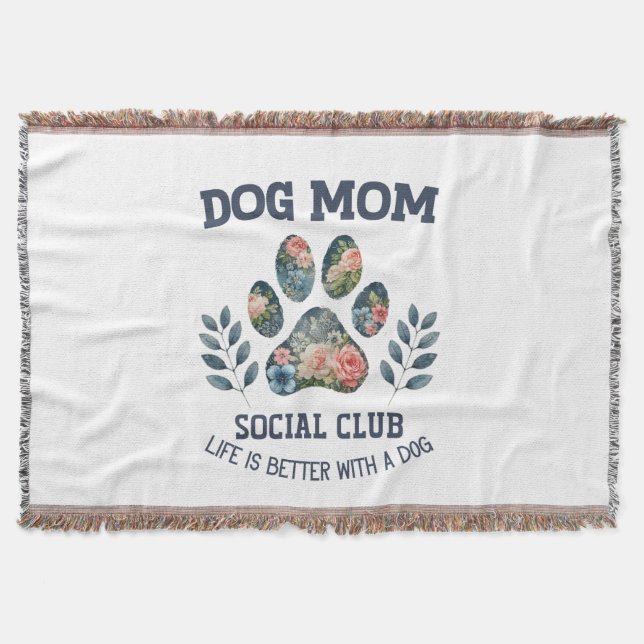 Hunde Mama Paw Floral Decke (Vorderseite)