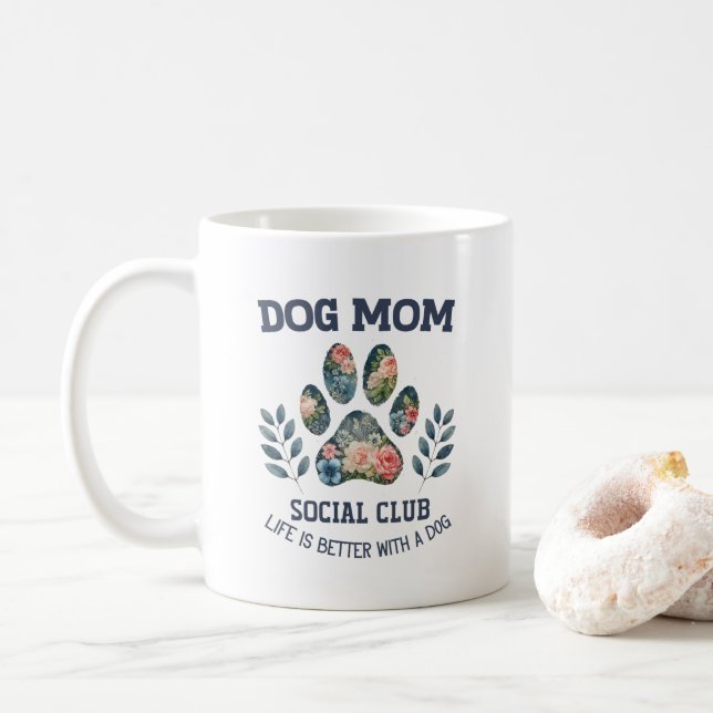Hunde Mama Paw Floral Kaffeetasse (Mit Donut)