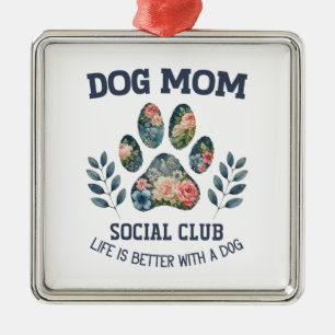 Hunde Mama Paw Floral Ornament Aus Metall