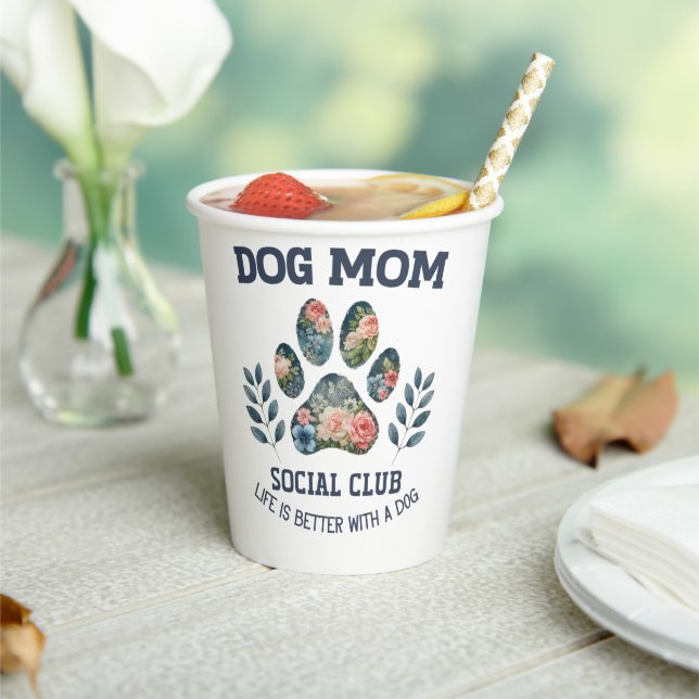 Hunde Mama Paw Floral Pappbecher (In Situ)
