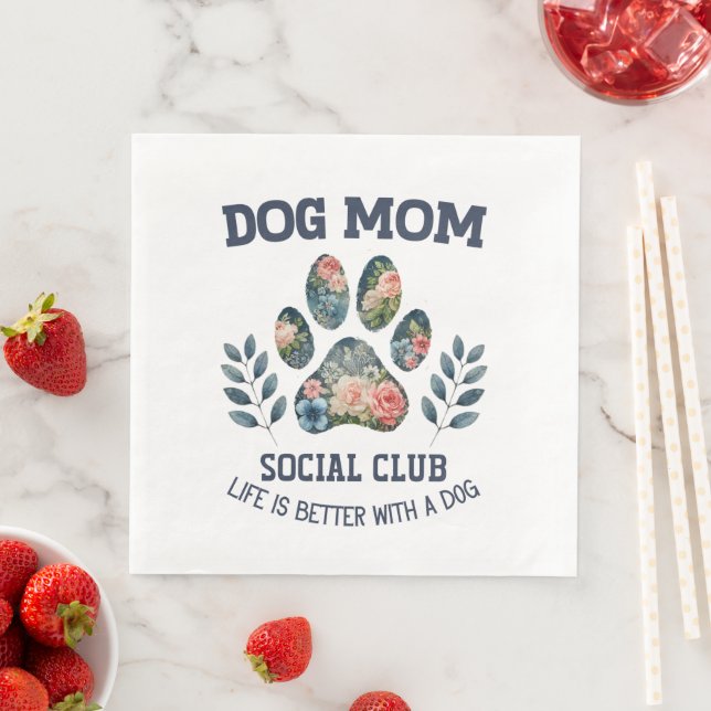 Hunde Mama Paw Floral Serviette (Beispiel)