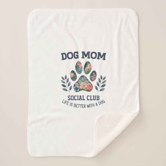 Hunde Mama Paw Floral Sherpadecke (Vorderseite)