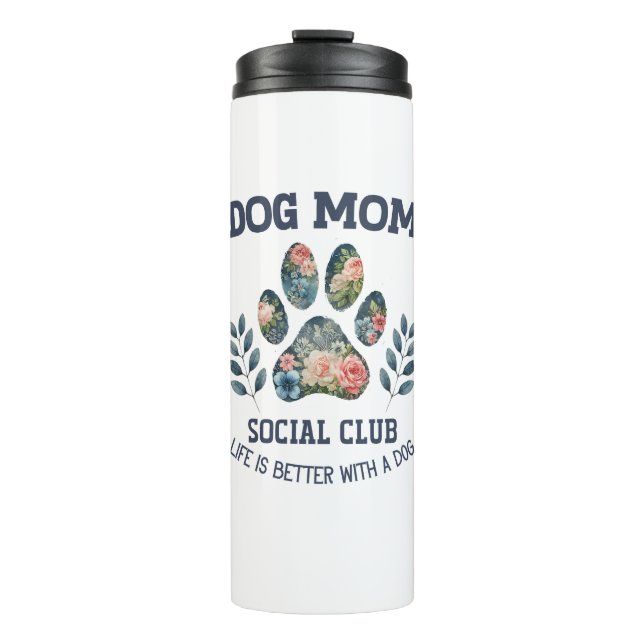 Hunde Mama Paw Floral Thermosbecher (Vorderseite)