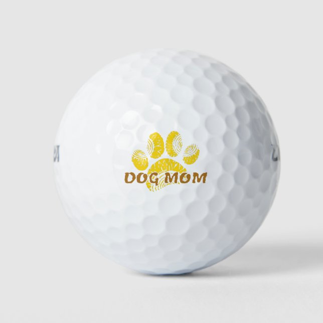 Hunde Mama Paw Sonnenblume Zeichnend Golfball (Vorderseite)