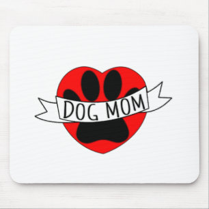 Hunde Mama Paw und Rotes Herz Zeichnend Mousepad