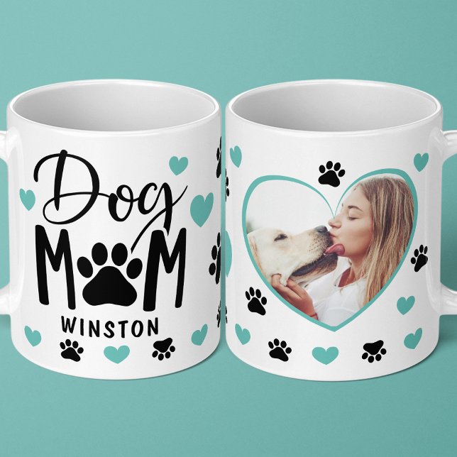 Hunde Mama Paws Aquamarines Herz Personalisiertes  Kaffeetasse (Von Creator hochgeladen)