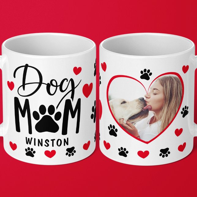 Hunde Mama Paws Rotes Herz Personalisiertes Foto Kaffeetasse (Von Creator hochgeladen)