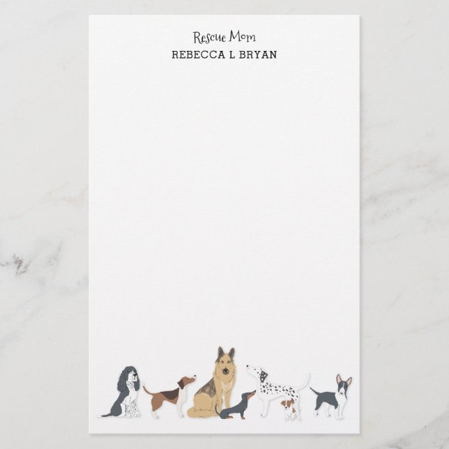 Hunde Mama Rescue Mama Vater Hunde Rassen Briefpapier (Vorderseite)