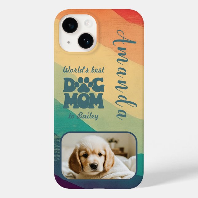 Hunde Mama Retro Groovy Personalisiertes Foto Case-Mate iPhone Hülle (Rückseite)