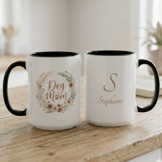 Hunde-Mama Rettung Boho-Blumenkranz Pfotenabdruck Tasse