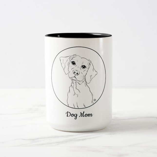 Hunde Mama Simple Line Art Zeichn Tasse (Mittel)