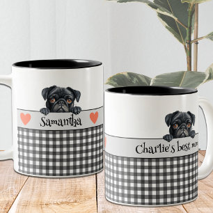 Hunde Mama Wasserfarbe Mops Custom Zwei-Tonen-Kaff Zweifarbige Tasse