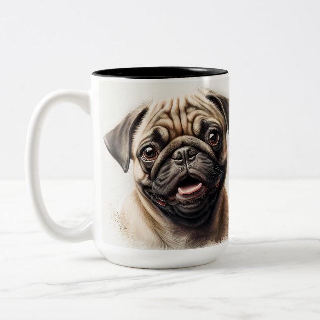 Hunde Mama Wifey Moderne Schwarz-Script Weiße Frau Zweifarbige Tasse (Links)