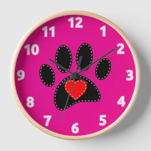 Hunde-Mama Zeichnung Hot Pink Uhr