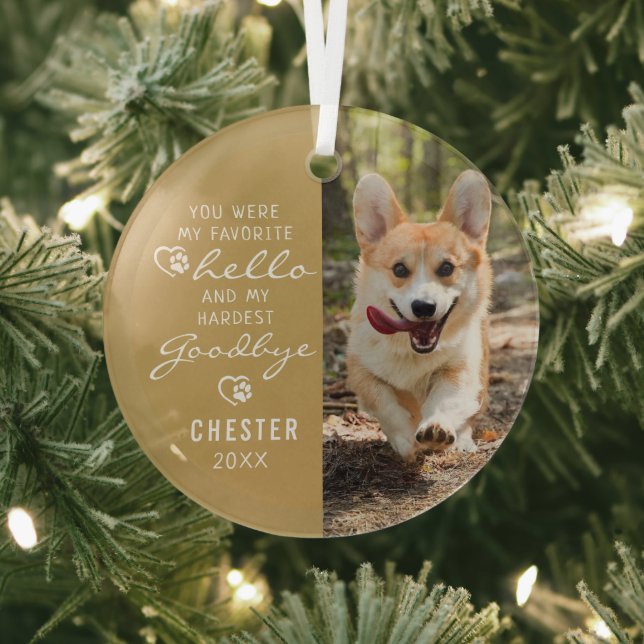 Hunde Memorial Foto Favorit Hallo Hardest Goodbye Ornament Aus Glas (InSitu)