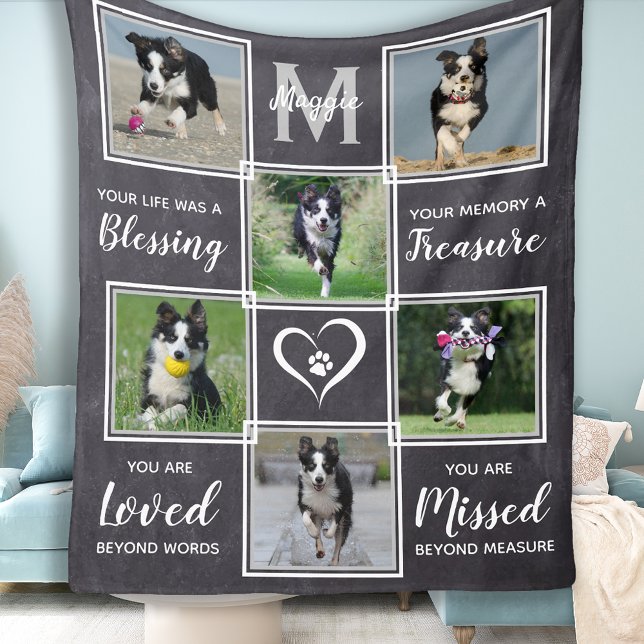 Hunde-Memorial-Geschenk - Pet Loss Monogramm Hund- Fleecedecke (Von Creator hochgeladen)