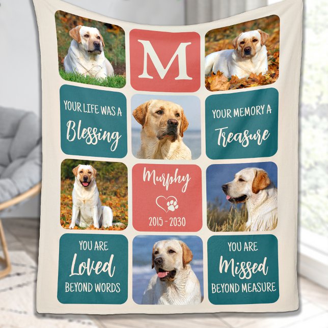 Hunde-Memorial Geschenk Pet Loss Retro-Farben 6 Fo Fleecedecke (Von Creator hochgeladen)