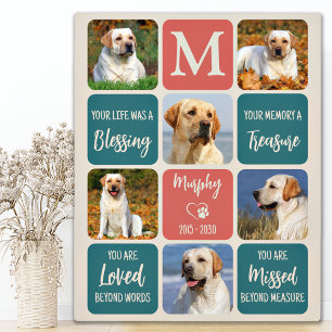 Hunde-Memorial Geschenk Pet Loss Retro-Farben 6 Fo Fotoplatte