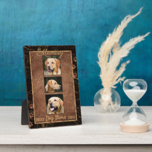 Hunde-Memory-Marble Rustikaler Gold-Keepake Fotoplatte