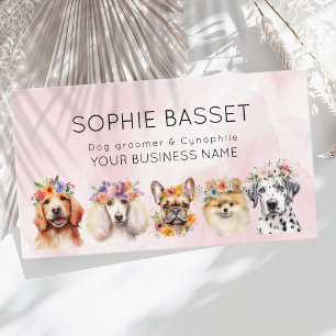 Hunde mit Blume, Aquarellfarbe Visitenkarte