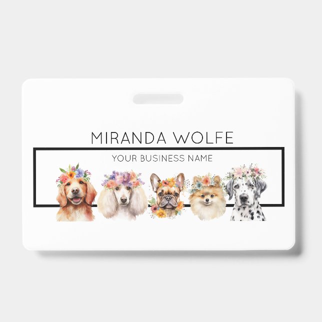 Hunde mit Blume, Aquarellname Ausweis (Vorderseite)