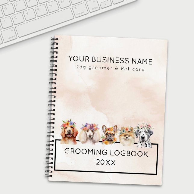 Hunde mit Blume, beige Aquarelltöne Notizbuch (Von Creator hochgeladen)