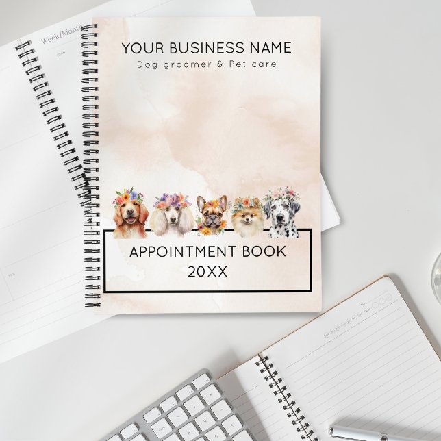 Hunde mit Blume, beige Aquarelltöne Planer (Von Creator hochgeladen)