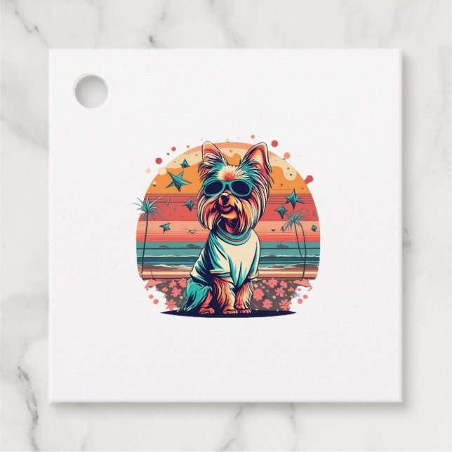 Hunde mit Brille am Strand Geschenkanhänger (Vorderseite)