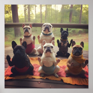 Hunde mit digitalem Yoga-Druck Poster