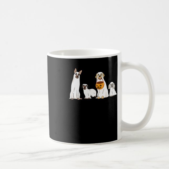 Hunde mit Gespenst-Kostümspass Hunde Halloween Men Kaffeetasse (Rechts)