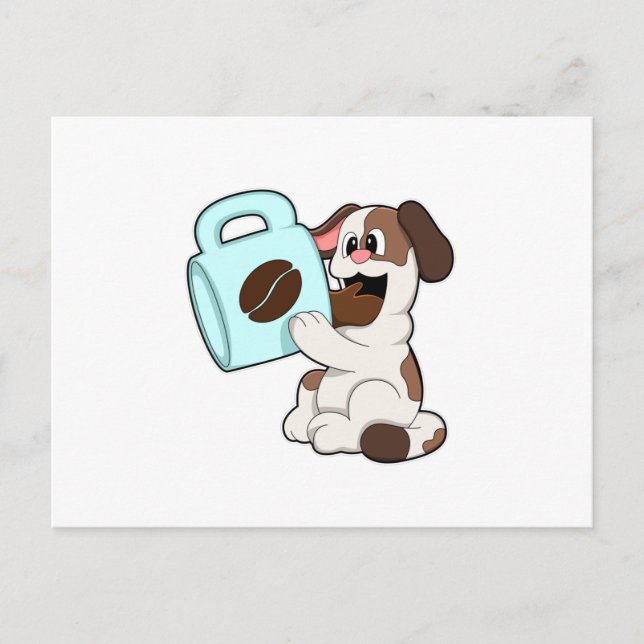 Hunde mit Kaffee-Cup Postkarte (Vorderseite)