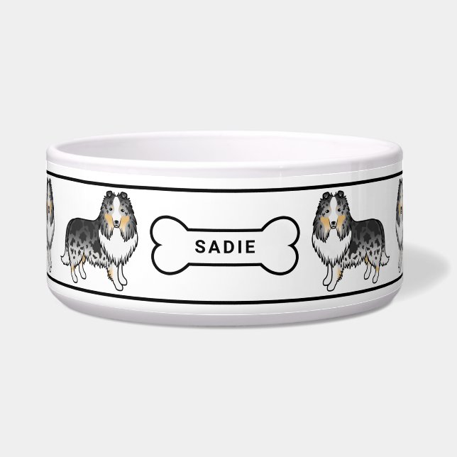 Hunde mit Knochen und Name Napf (Vorderseite)