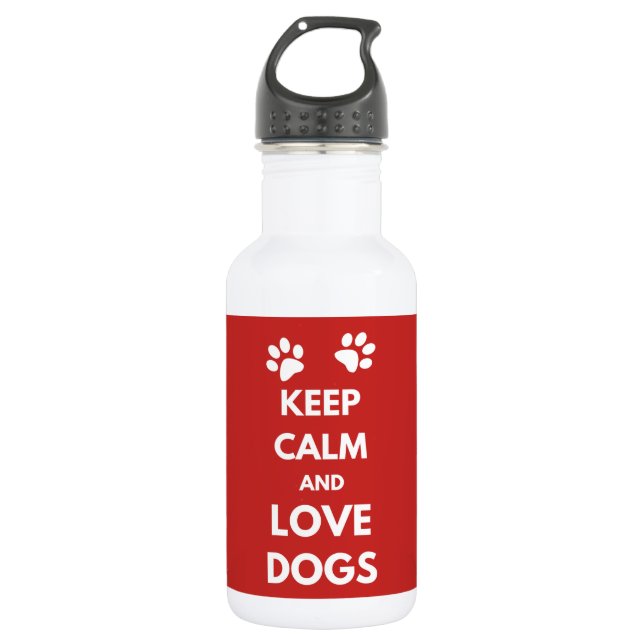 Hunde mit Liebe und Ruhe behalten Edelstahlflasche (Vorderseite)