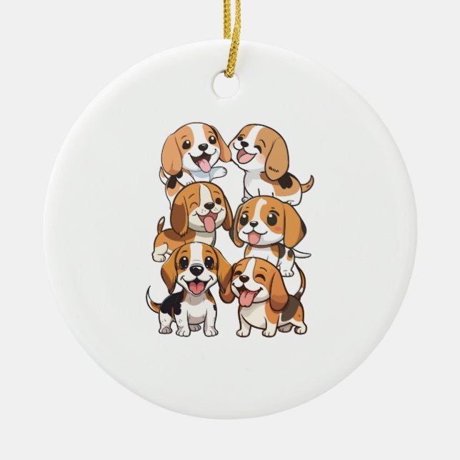 Hunde mit niedlichem Beagle Keramik Ornament (Vorne)