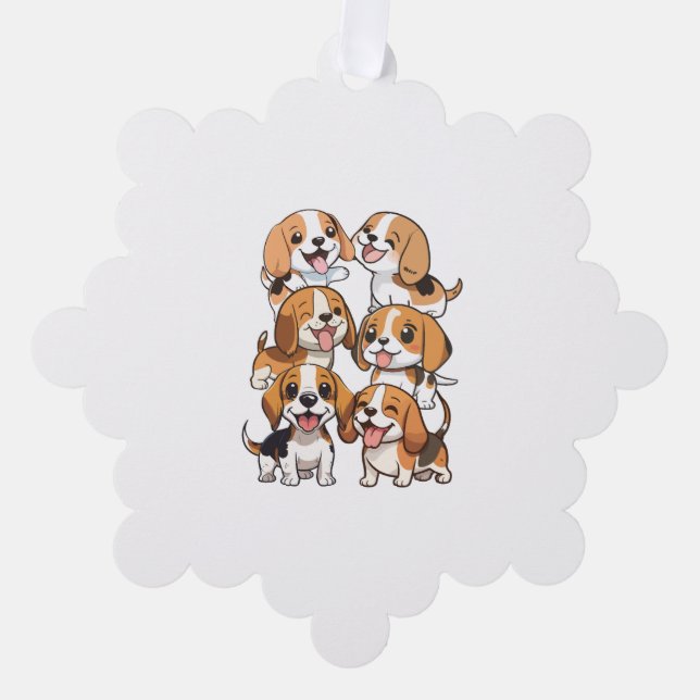 Hunde mit niedlichem Beagle Ornament Karte (Vorderseite)