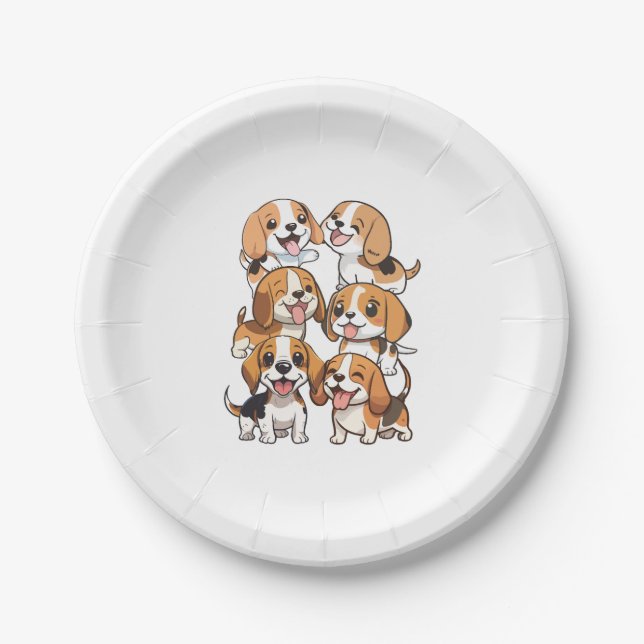 Hunde mit niedlichem Beagle Pappteller (Vorderseite)