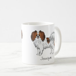 Hunde mit rotem Sable Phalène Cartoon mit Individu Kaffeetasse