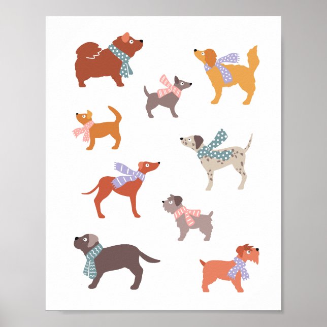 Hunde mit Schals - niedliche Hunde Poster (Vorne)