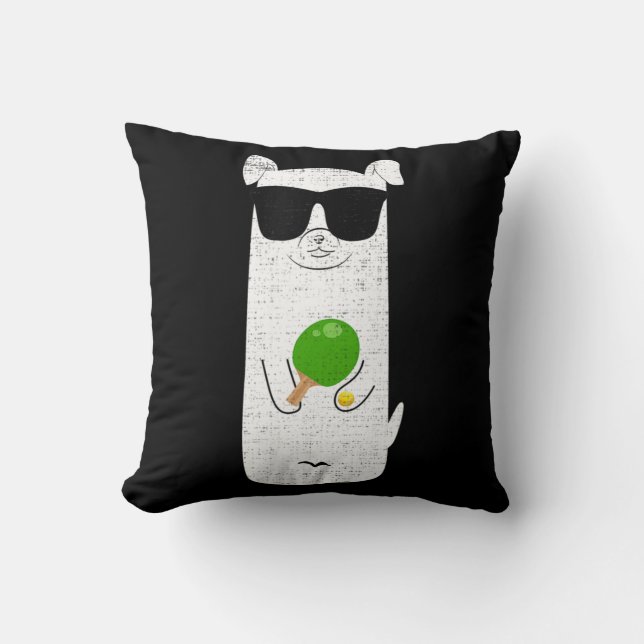 Hunde mit Sonnenbrille spielen Tischtennis Spaß Sp Kissen (Vorderseite)