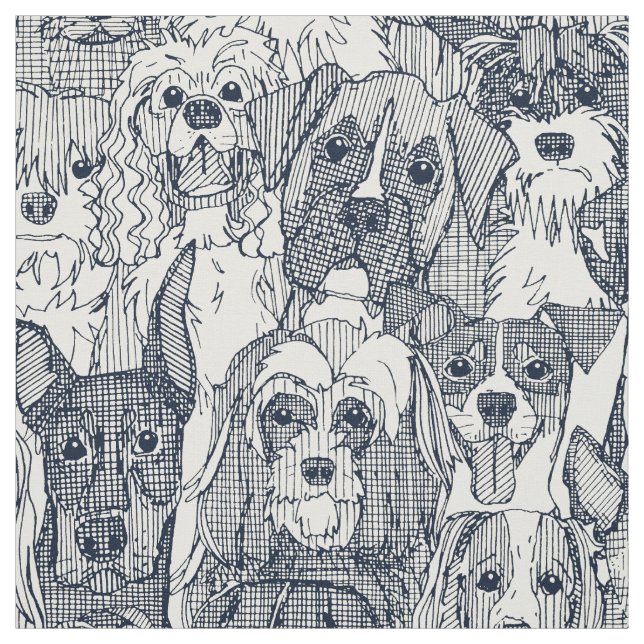Hunde mit viel Indigoperle Stoff (Muster)