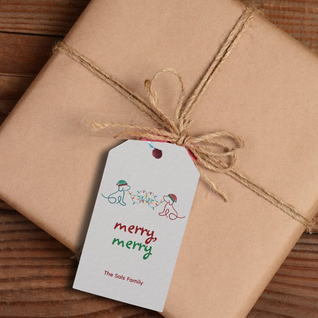Hunde mit Weihnachtslicht-Party Geschenkanhänger (Add a personal touch with custom gift tags! This definitely dresses up your presents! Merry Merry!)