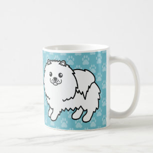 Hunde mit weißem Spitz auf blau Tasse