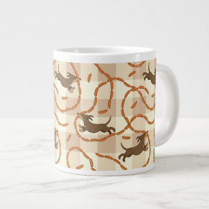 Hunde mit Würstchen im Hintergrund Jumbo-Tasse