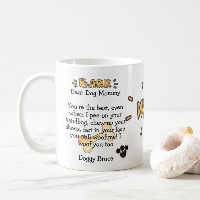 Hunde Mommy Funny Niedliche Tasse Personalisiert G (Mit Donut)