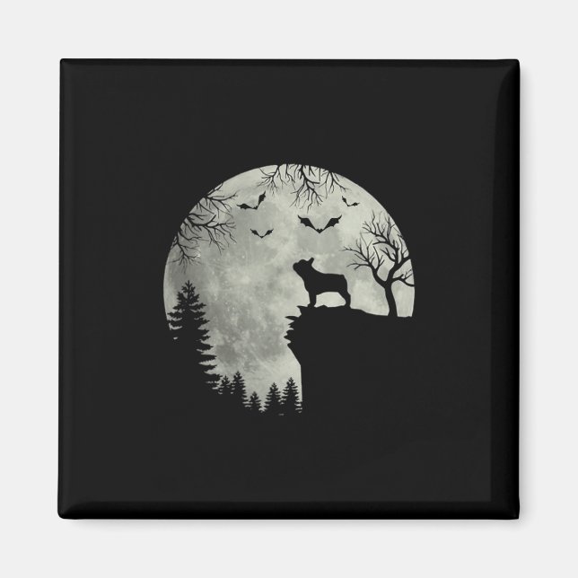 Hunde Moon Howl in Forest Halloween Hund Franchie Magnet (Vorne)
